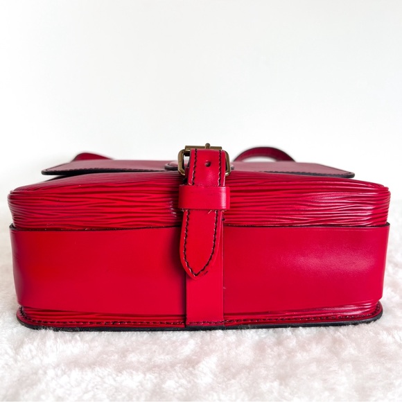 LOUIS VUITTON Cartouchiere Epi Red Shoulder Crossbody Bag Vintage MM - Picture 3 of 16